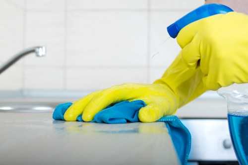Local carpet cleaning team working in a Mayfair residential interior